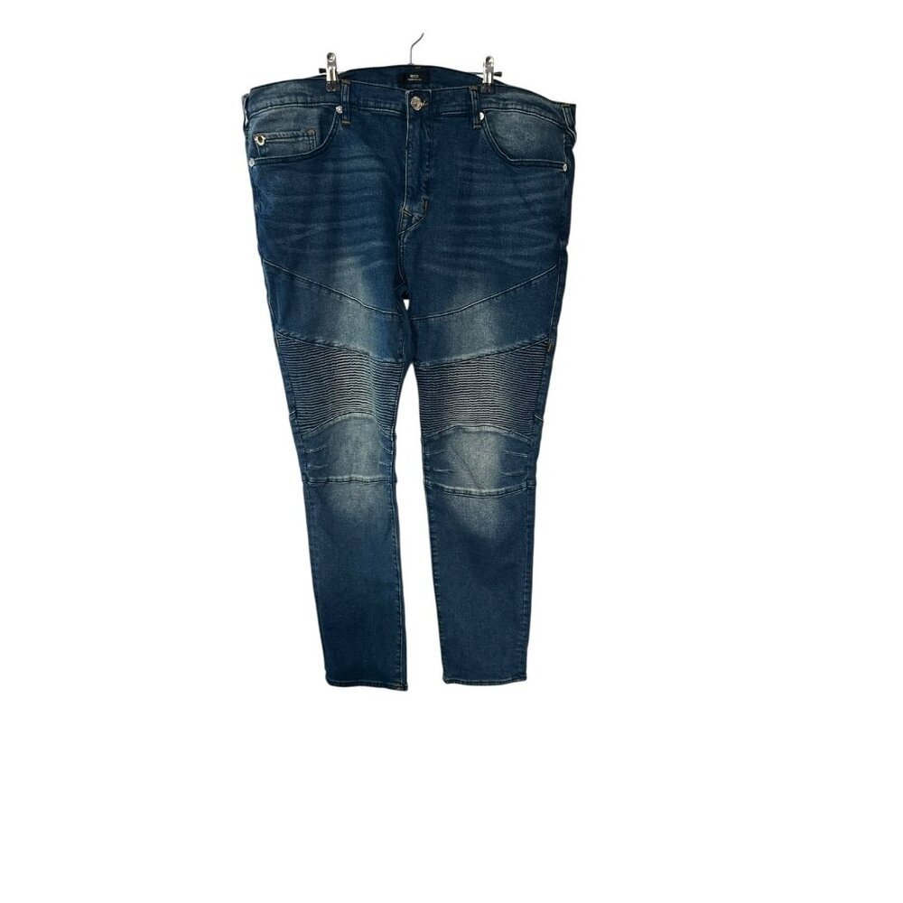 True Religion Mens 42x34 Rocco Relaxed Skinny Denim Blue Jeans Retail $219